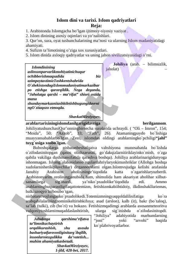 Islom dini va tarixi: qadriyatlar va oqimlar