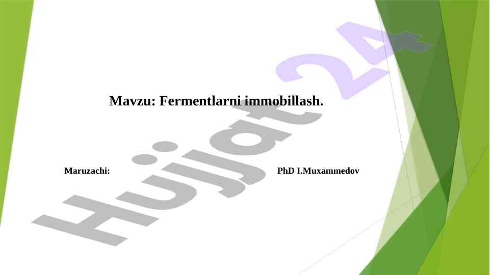 Fermentlarni immobilizatsiyalashning asosiy asoslari