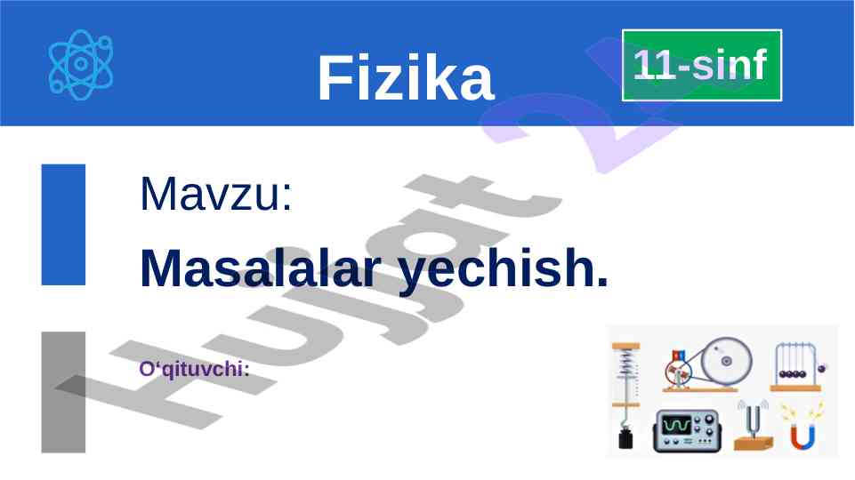 Radioaktiv yemirilish masalalari bo‘yicha testlar