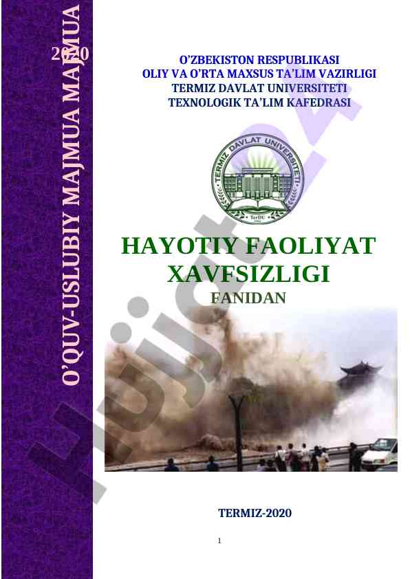 Hayotiy faoliyat xavfsizligi o‘quv-uslubiy majmua