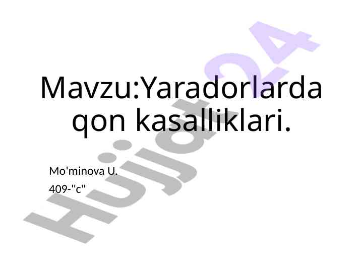 Yaradorlarda qon kasalliklari tahlili