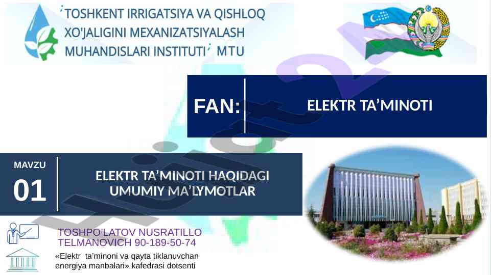 Elektr ta’minoti va qayta tiklanuvchan energiyalar