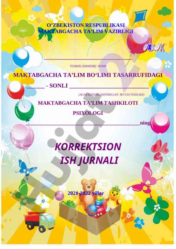 Maktabgacha ta’limda psixologik korreksiya jarayoni
