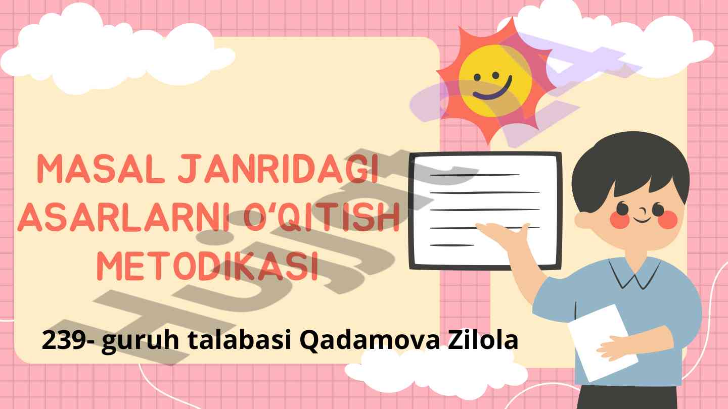 Masal janridagi asarlarni oʻqitish metodikasi