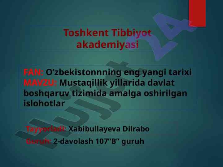 Mustaqillik yillaridagi davlat boshqaruvi islohotlari