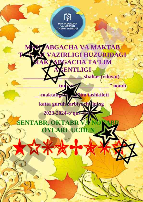O‘zbekiston—mening vatanim! maktabgacha ta’lim hisoboti
