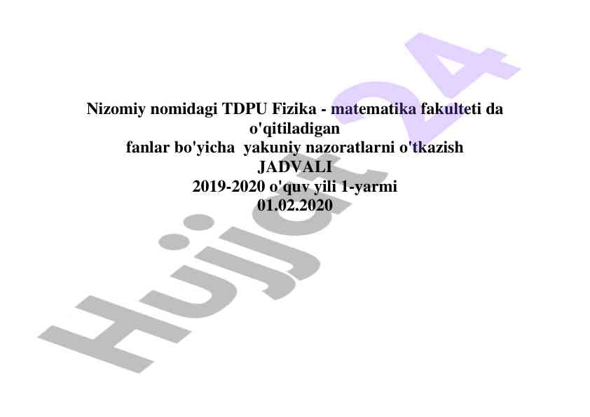 Fizika-matematika fakulteti yakuniy nazorat jadvallari
