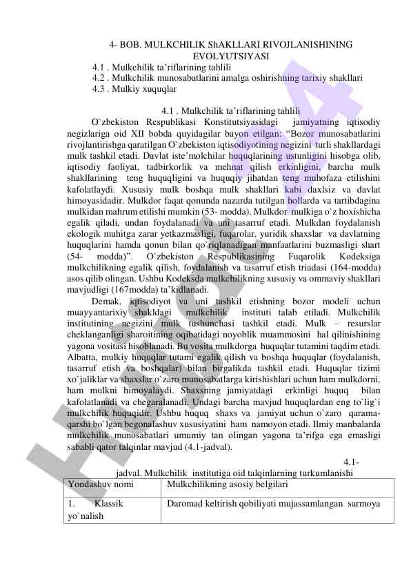 Mulkchilik shakllari rivojlanishi va tarixiy shakllari
