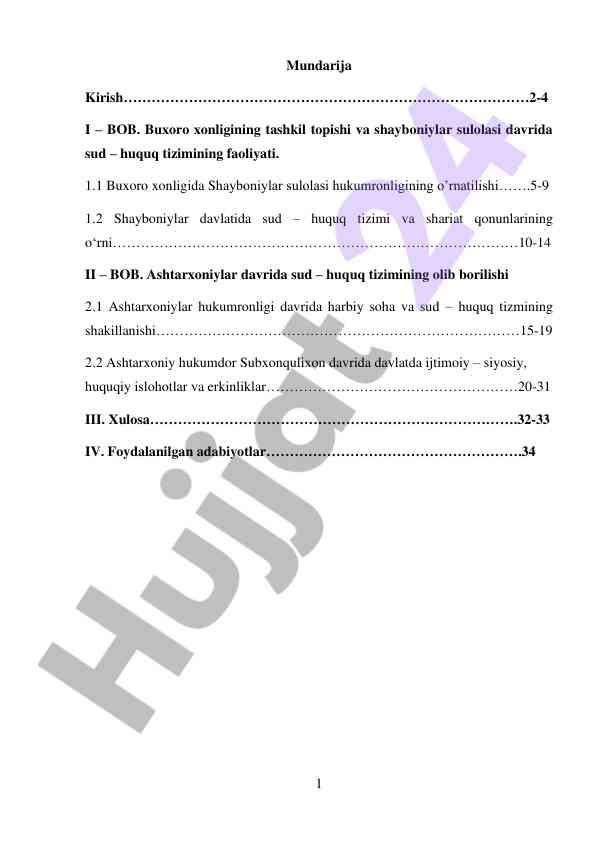 Buxoro xonligida sud huquq tizimi va islohotlar