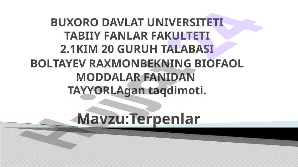 Terpenlar tabiiy birikmalarning muhim sinfi