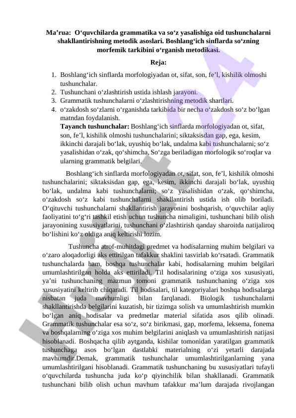 Grammatika va so‘z yasalishining metodik asoslari