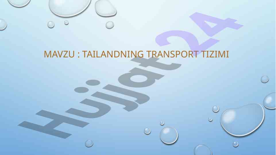 Tailand transport tizimi: turlari va infratuzilma