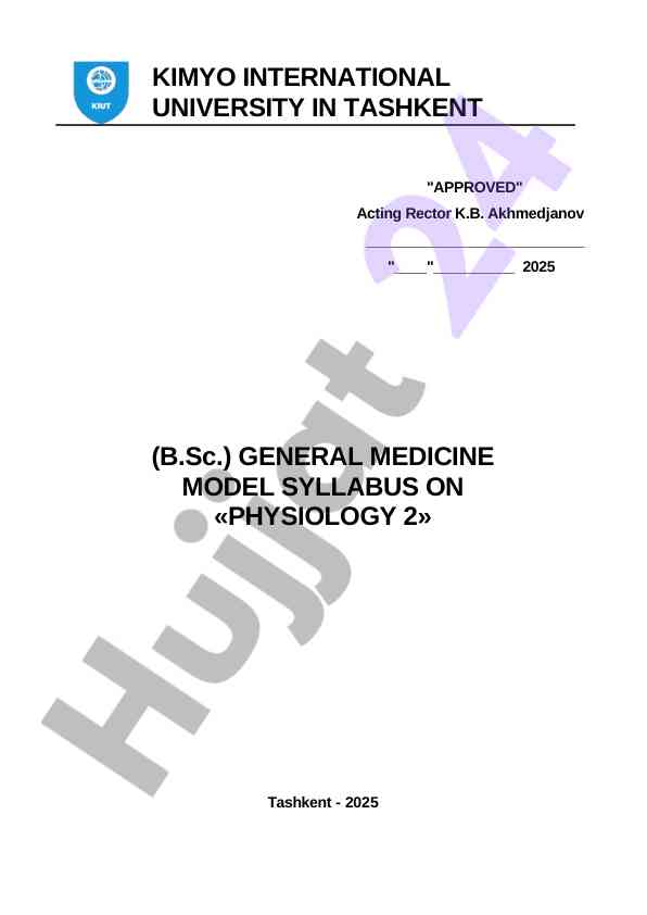 Model syllabus on physiology 2 for general medicine
