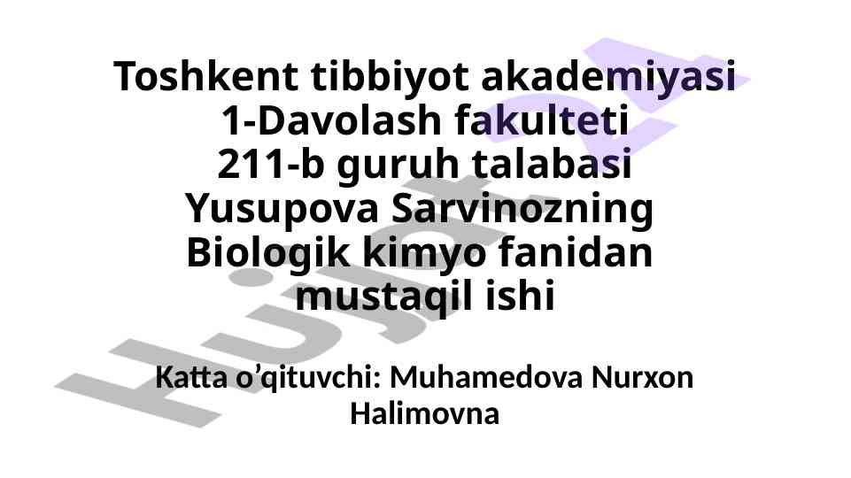 Murakkab lipidlar almashinuvi va xolesterin metabolizmi