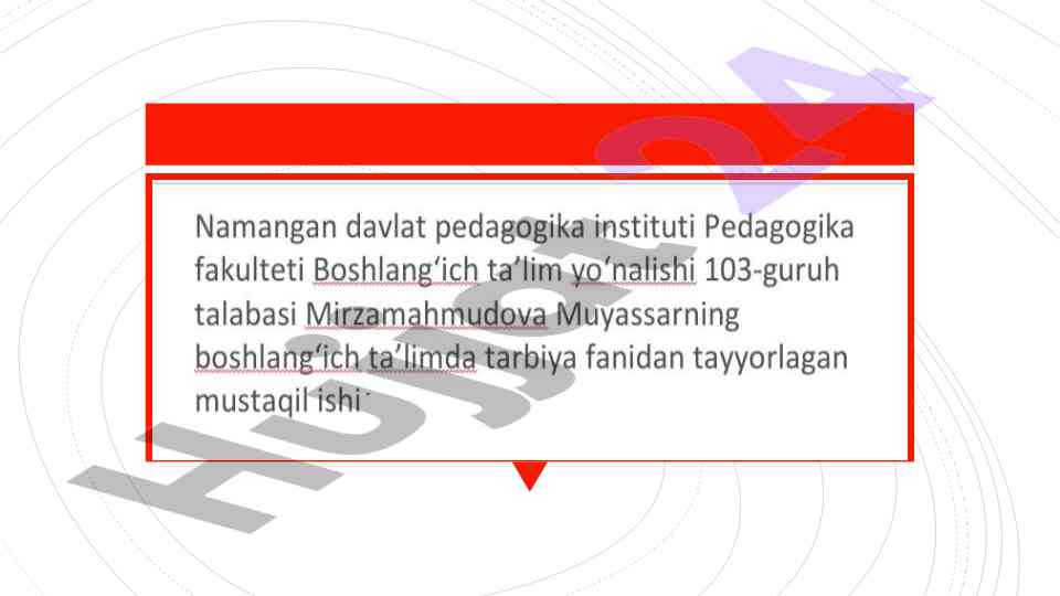 Tarbiya fanini oʻqitishda tarbiya treninglari asosida