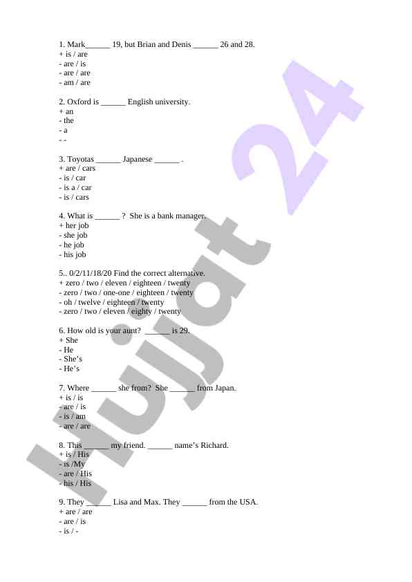 English language skill assessment exercise