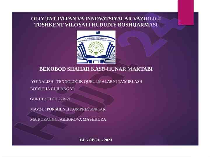 Porshenli kompressorlar turi va ishlash prinsipi