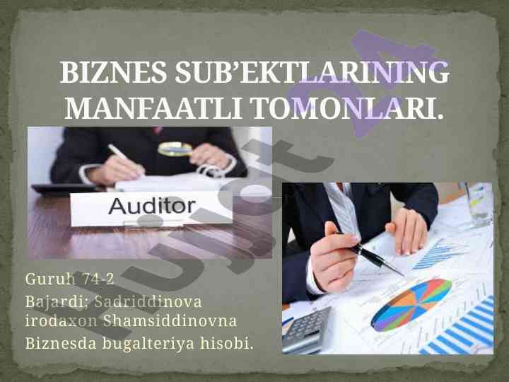 Biznesda bugalteriya hisobi va tadbirkorlik faoliyati