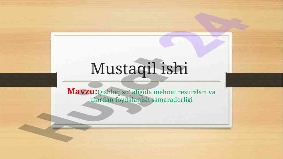 Qishloq xo'jaligida mehnat resurslari foydalanishi