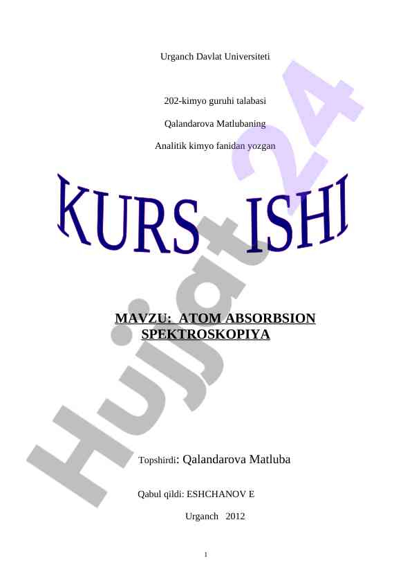 Atom absorption spektroskopiya tahlili