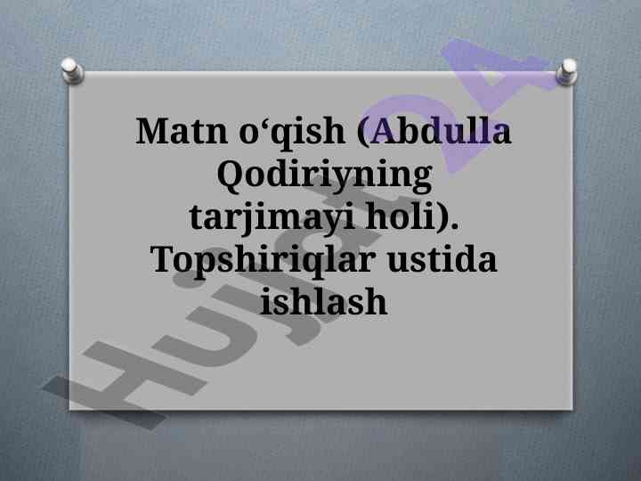 Matn o'qish dars rejasi va tarjimayi holi