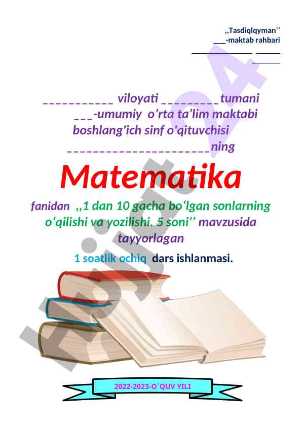 Ochiq dars: sonlarning o‘qilishi va yozilishi