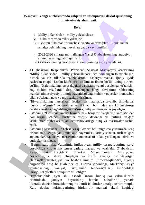 Yangi o‘zbekistonning ijtimoiy-siyosiy ahamiyati