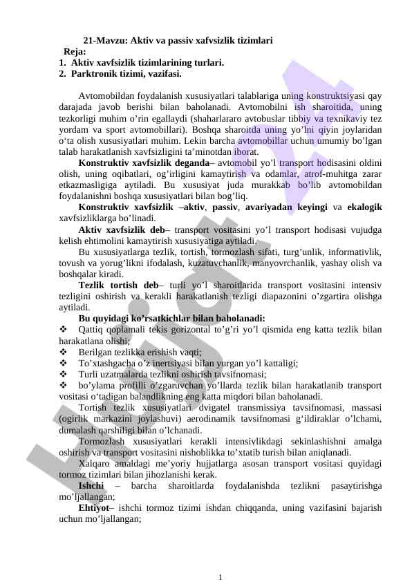 Aktiv va passiv xafvsizlik tizimlari mukammal ta’lim