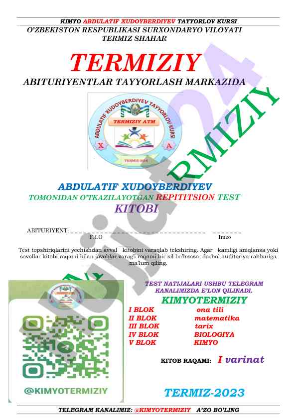Repititsion test kitobi abituryentlar uchun