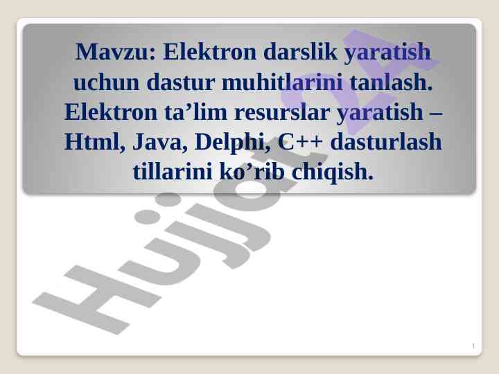 Elektron darslik yaratish uchun dastur muhitlari