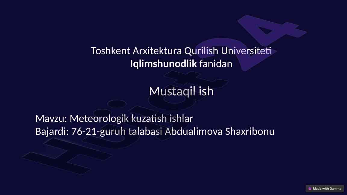 Meteorologik kuzatish ishlari bo'yicha taqdimot