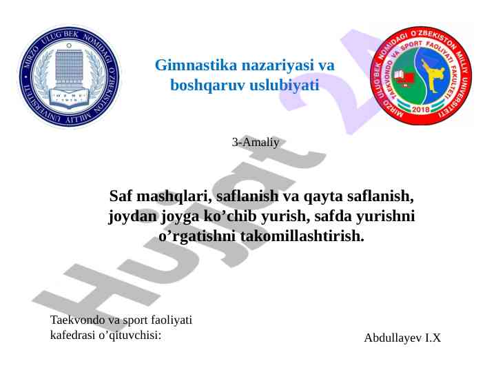 Gimnastika nazariyasi va boshqaruv uslubiyati