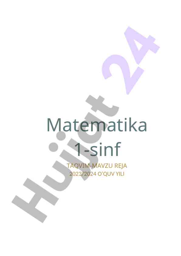 Matematika 1-sinf taqvim-mavzu reja 2023/2024