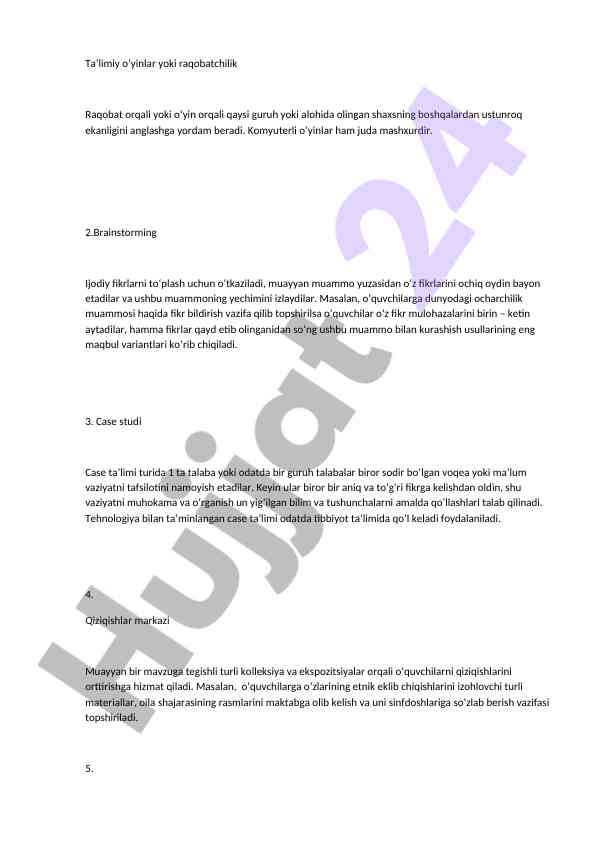 Ta’limiy o‘yinlar va brainstorming metodlari