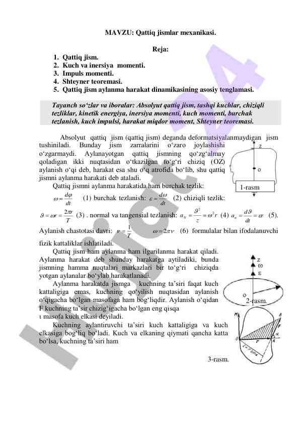 Qattiq jismlar mexanikasi asoslari