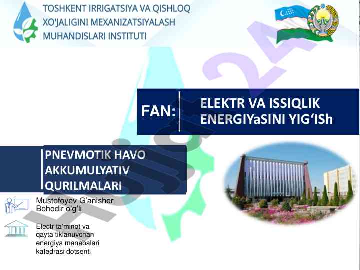 Pnevmatik havo akkumulyativ qurilmalari tahlili