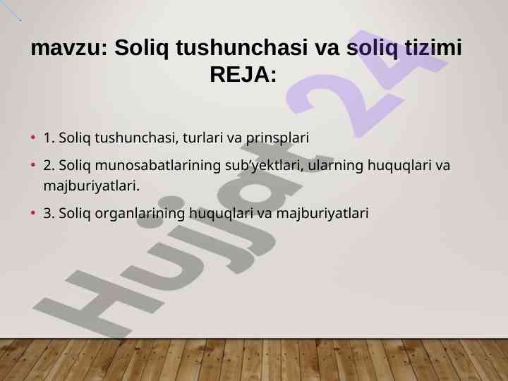 Soliq tushunchasi va tizimi haqida ma'lumotlar