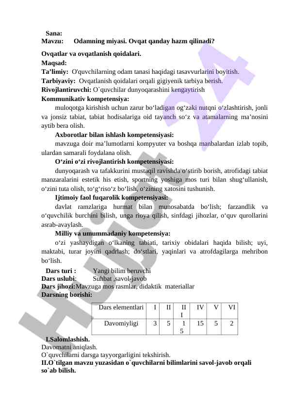 Odamning miyasi va ovqat hazm qilish qoidalari