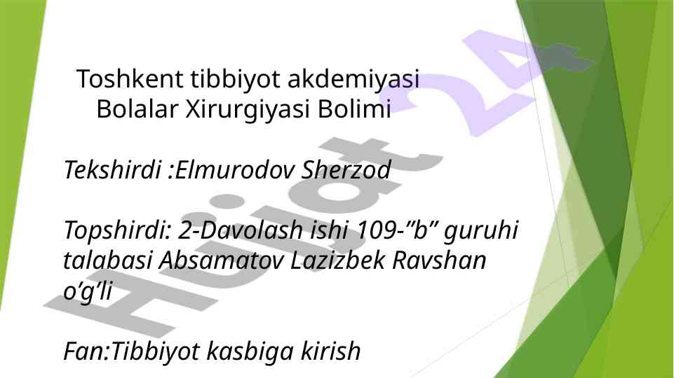 Xirurgik bemorlarni operatsiyadan so’ng davrdaparvarish