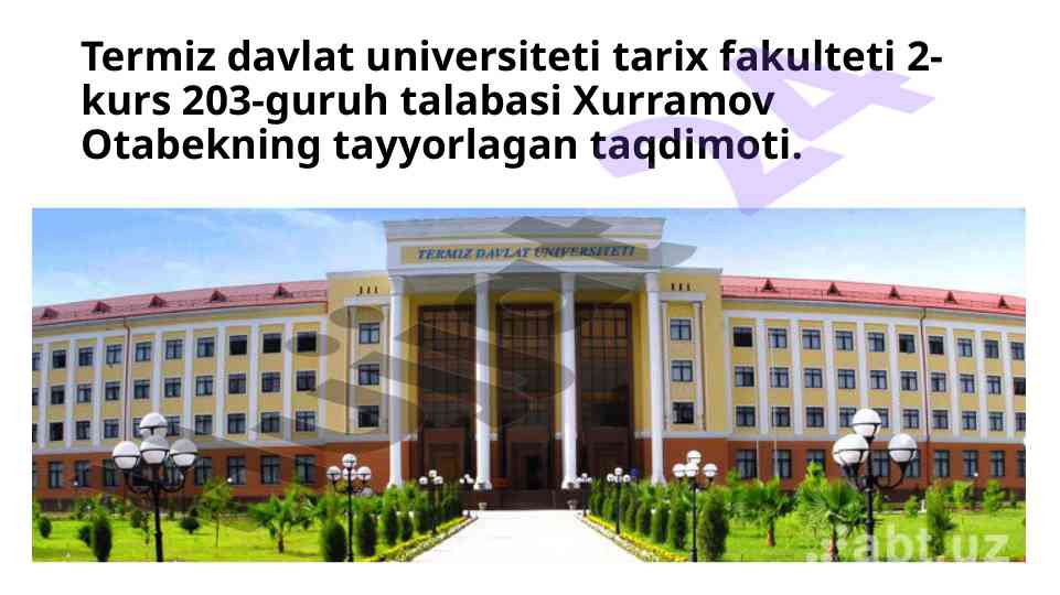 Buxoro hokimlarining mansab turlari haqida taqdimot