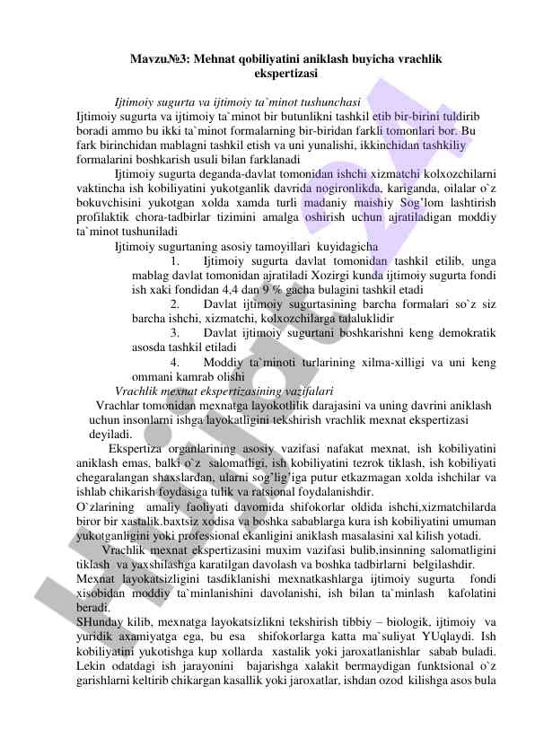 Mehnat qobiliyatini aniklash vrachnlik ekspertizasi