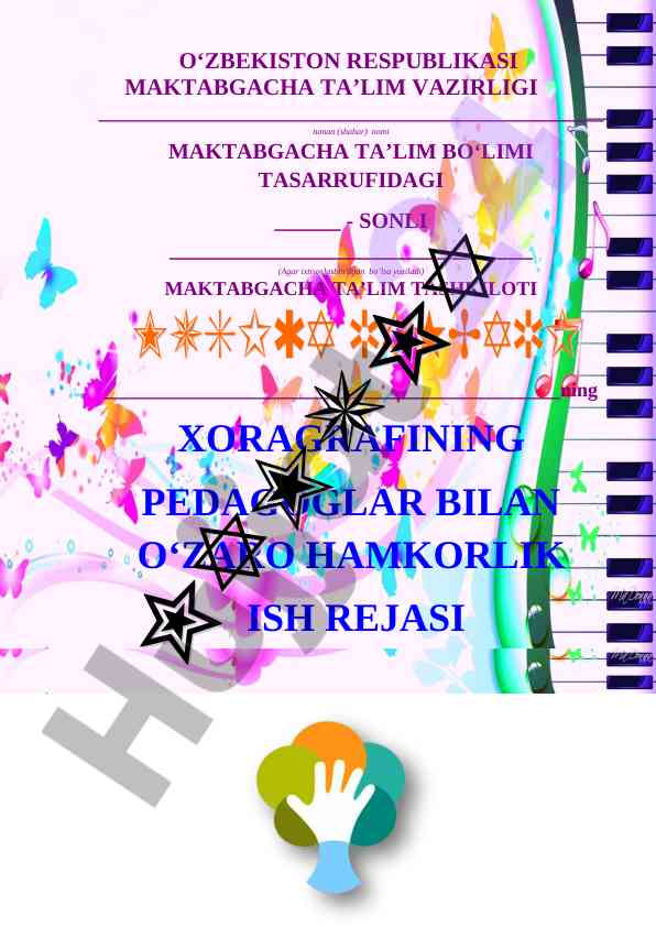 Maktabgacha ta'lim tashkiloti ish rejasi