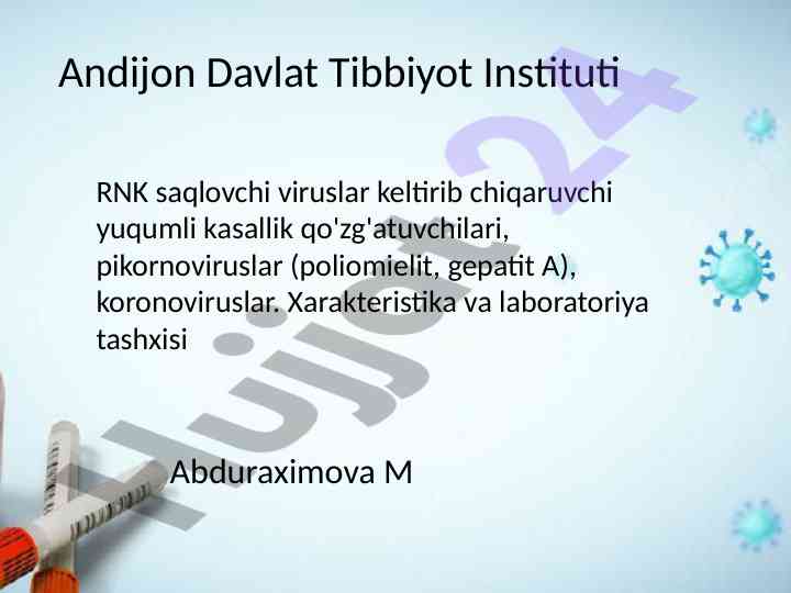Koronaviruslar: xususiyatlari va tashxisi
