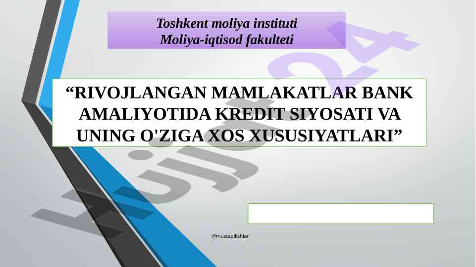 Kredit siyosati va uning o'ziga xos xususiyatlari