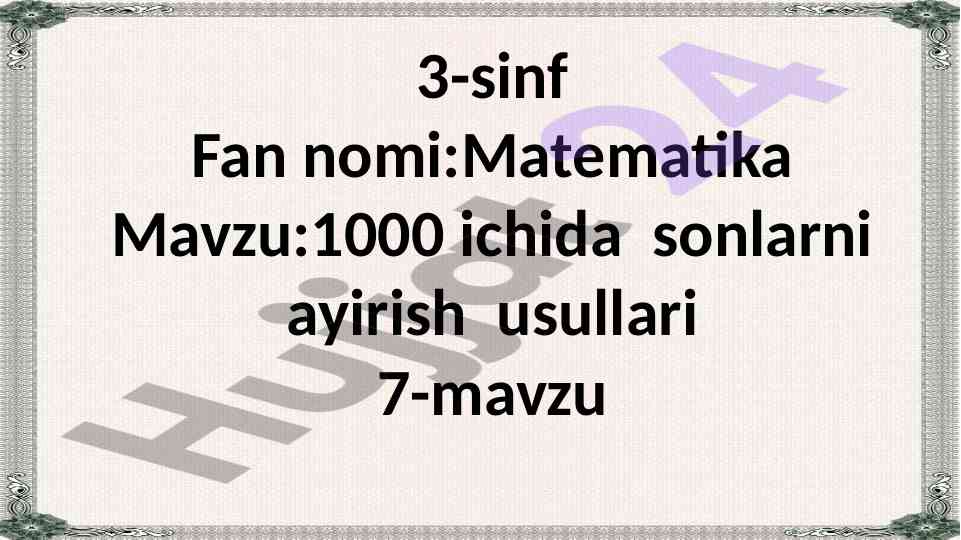 Sonlarni ayirish usullari mavzusi