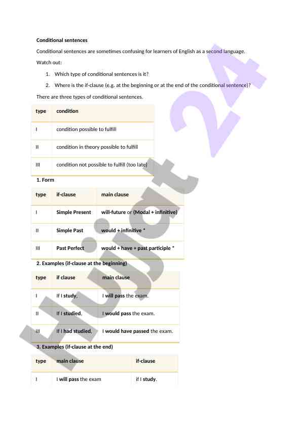 Understanding conditional sentences in english