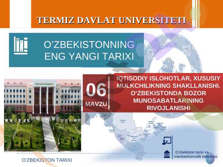 O‘zbekiston tarixi va iqtisodiy islohotlar