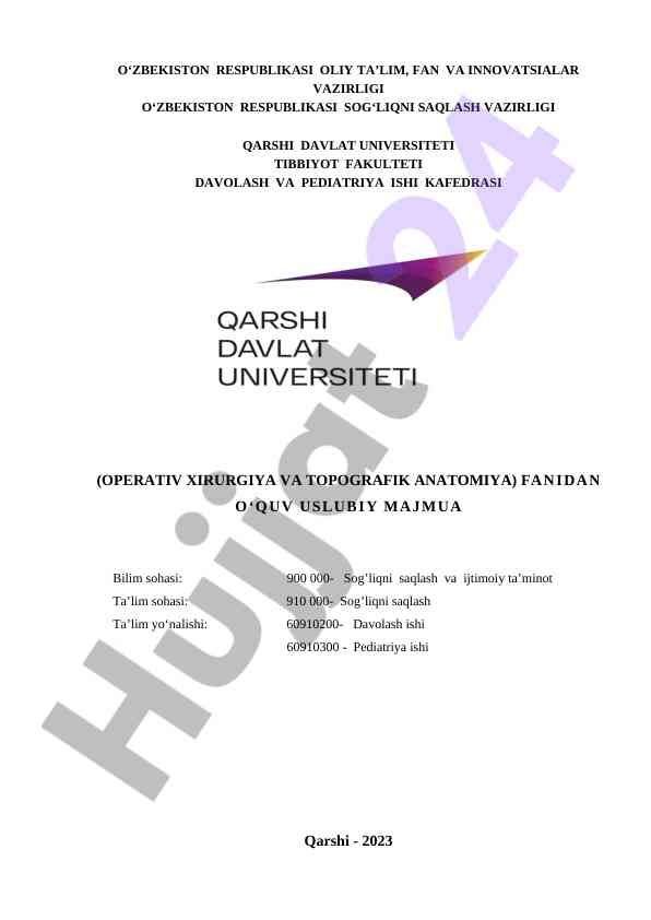 O‘quv uslubiy majmua operativ xirurgiya va anatomiya