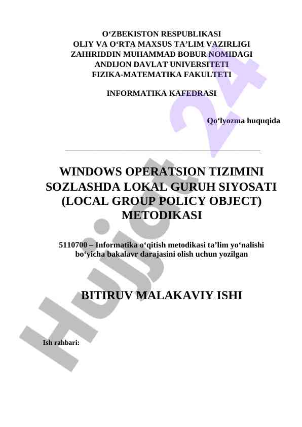 Windows operatsion tizimini sozlashda lokal guruh siyosati