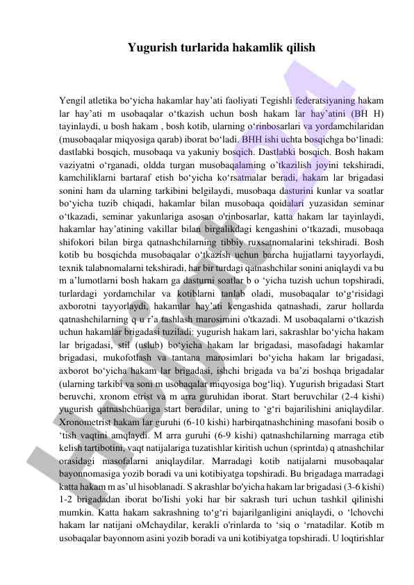 Yengil atletika hakamlari faoliyati boshqaruvi